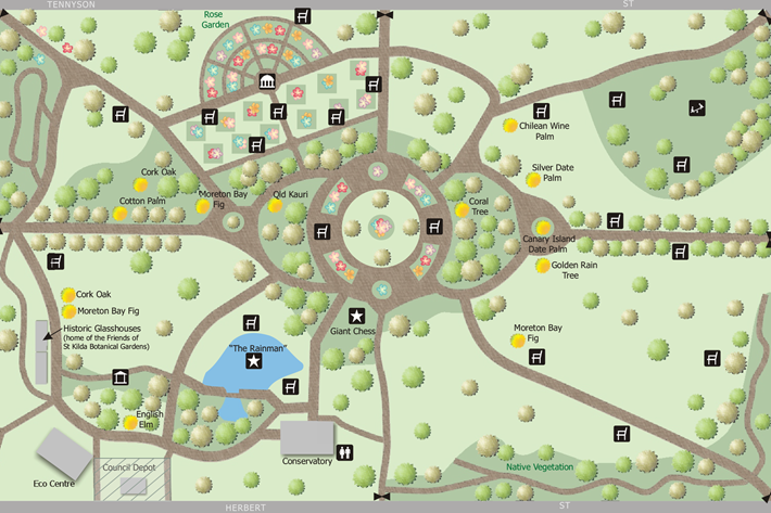 Map of the St Kilda Botanical Gardens