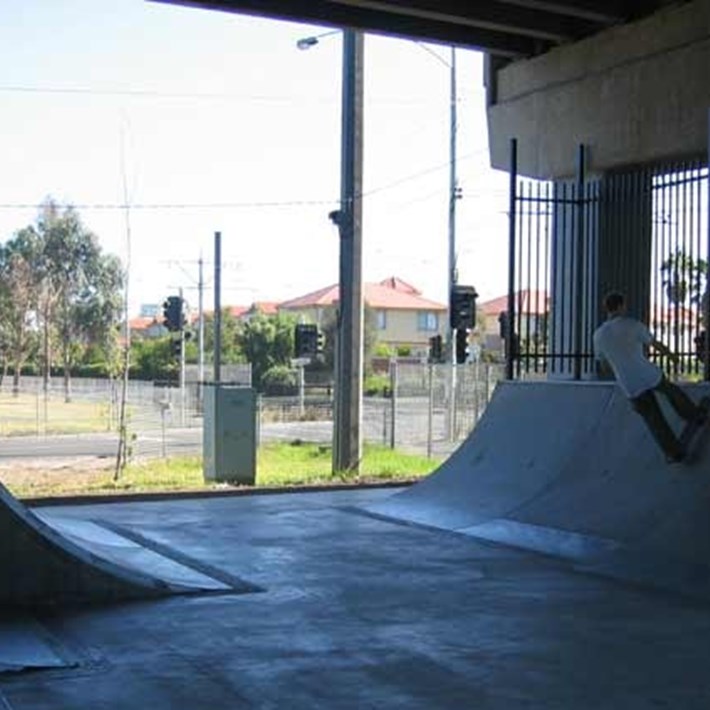 Graham Street Skate space under the Graham Street overpass is used by skaters for recreation