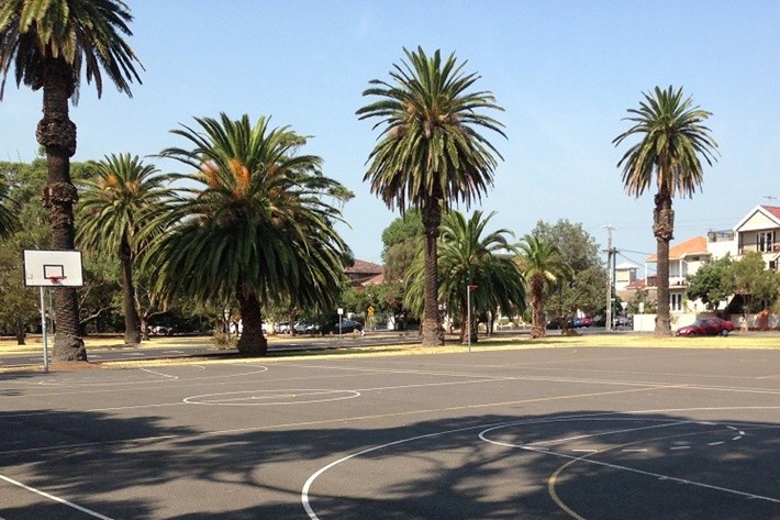 Outdoor basketball courts at JL Murphy Reserve