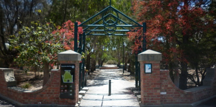 One of multiple entrances to Gasworks Arts Park