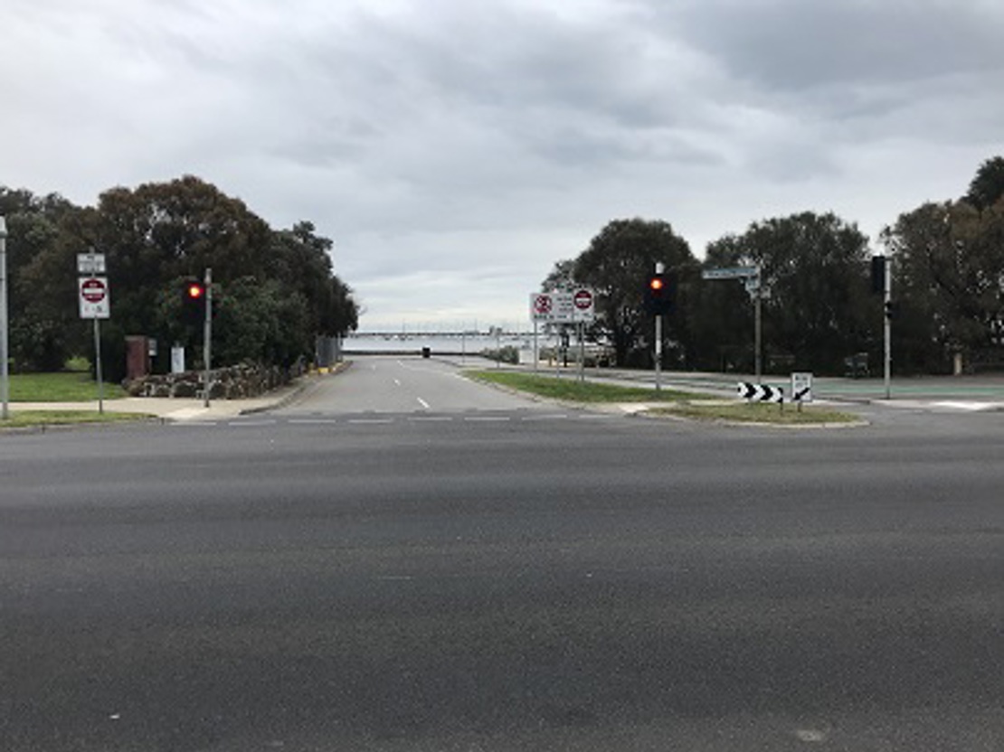 Pier Road, St Kilda entrance via Cowderoy Street intersection prior to gate installation