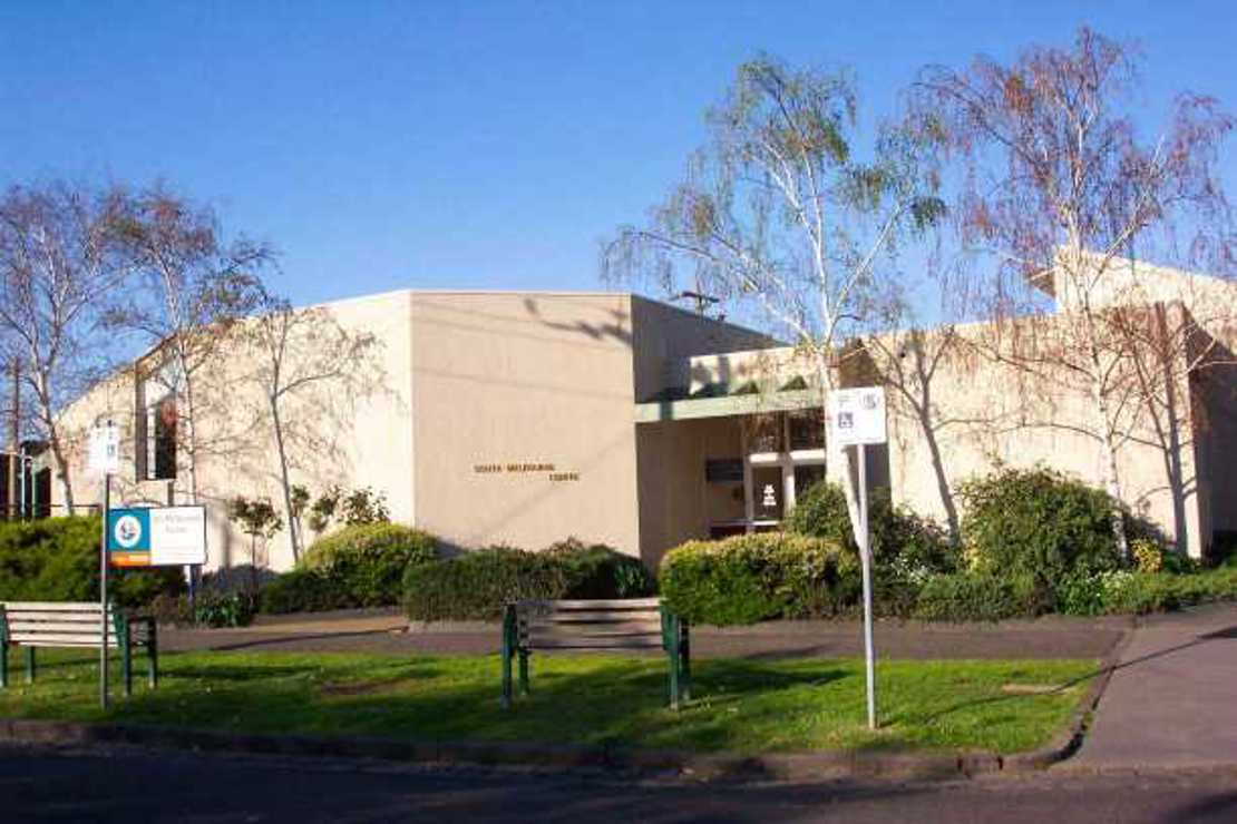 Exterior of South Melbourne Community Centre showing entrance area