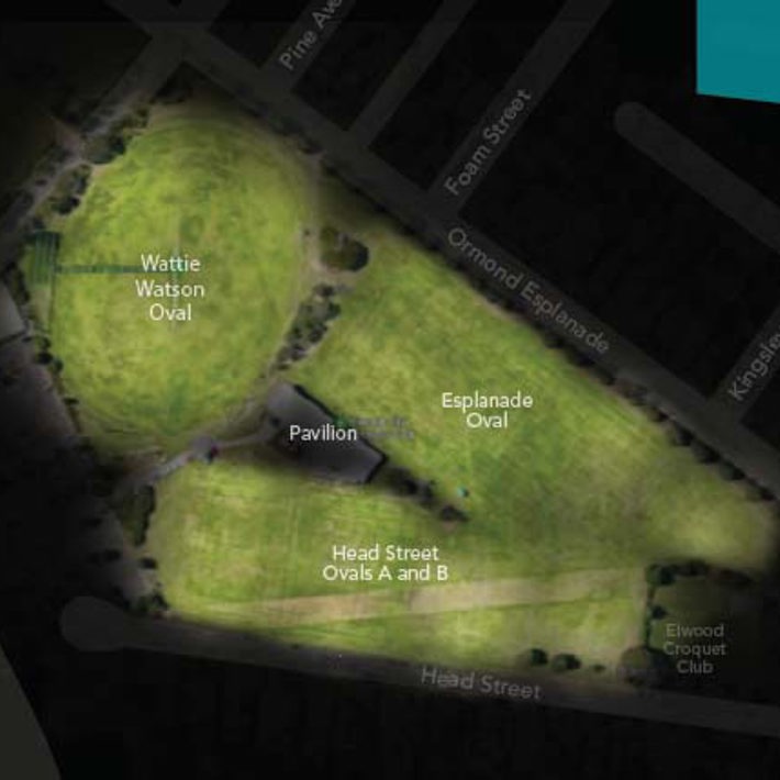 Concept image of the light spill over the three sporting grounds