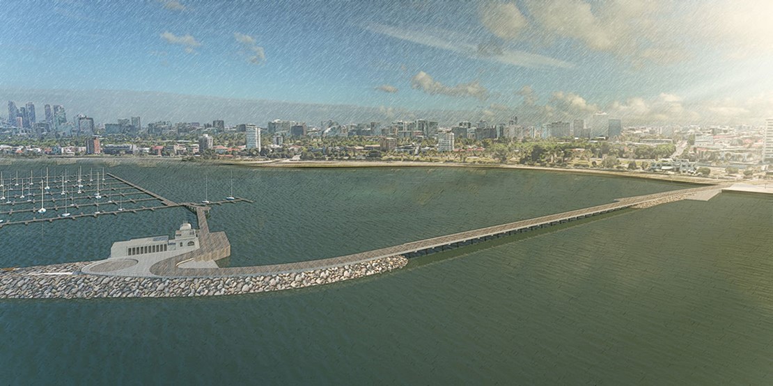 Curved concept image of the new St Kilda Pier
