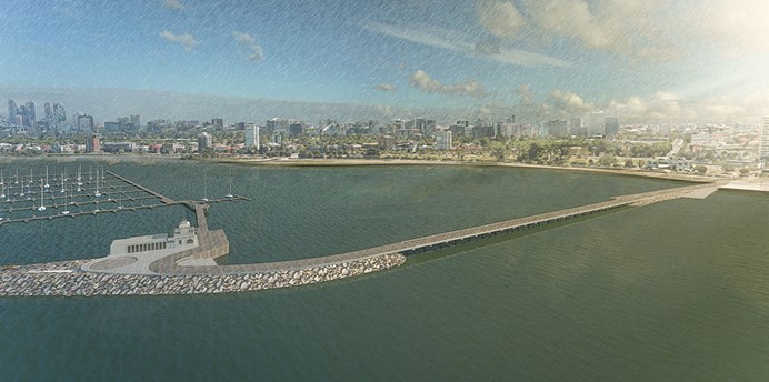 Curved concept image of the new St Kilda Pier