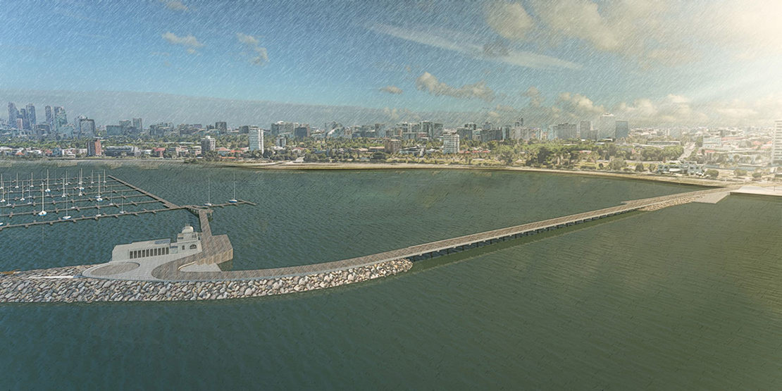 Curved concept image of the new St Kilda Pier