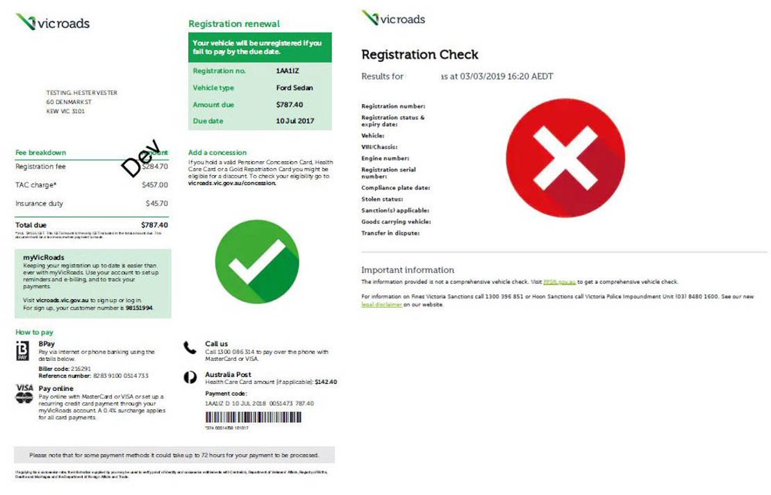 Example of accepted vehicle identification and what isn't identification