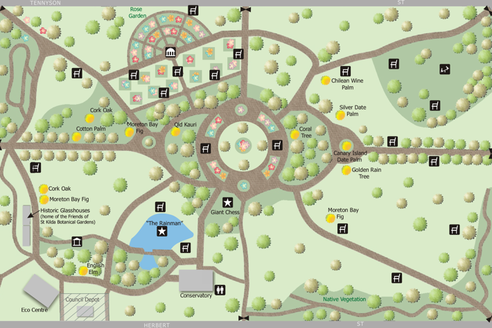Map of the St Kilda Botanical Gardens