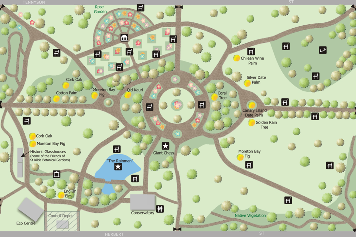 Map of the St Kilda Botanical Gardens