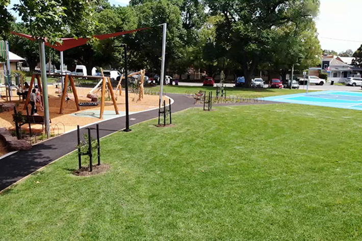 Photograph of playground and basketball court at Sol Green Reserve