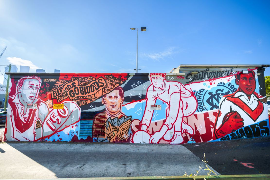 Swans explore South Melbourne roots with new mural at the Market - City of Port Phillip