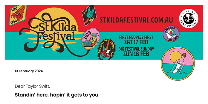 St Kilda Festival has a blank space for Taylor Swift City of Port Phillip