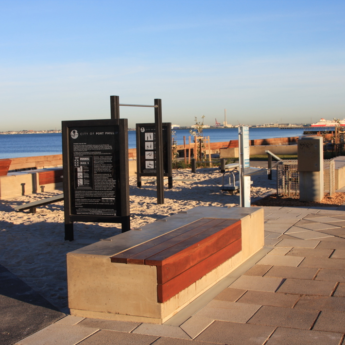 Outdoor seating and fitness station equipment 