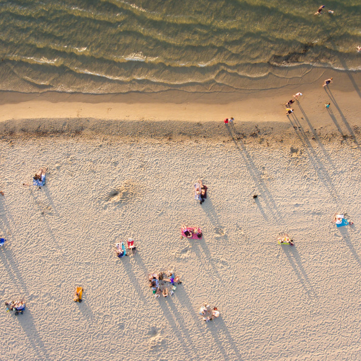 Overhead view of a beach