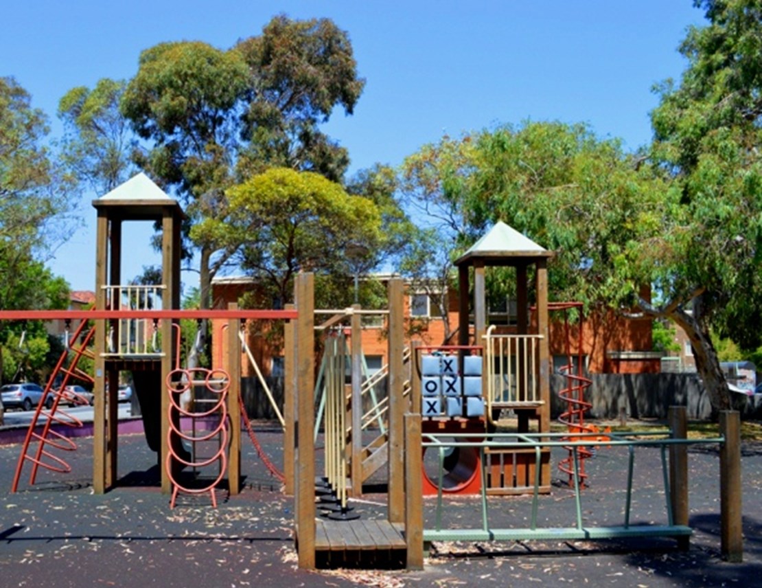 Playground equipment at Jim Duggen Reserve