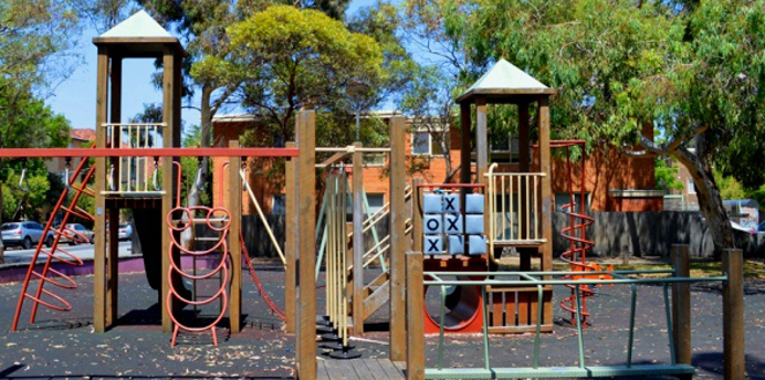 Playground equipment at Jim Duggen Reserve