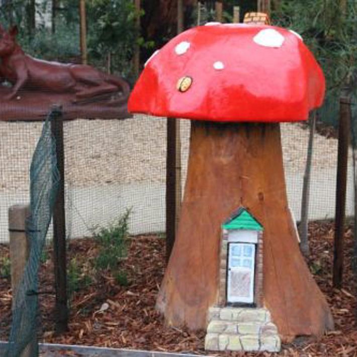 Toadstool play sculpture at Lyell Iffla Reserve