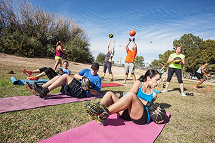 Outdoor fitness training with three different activities running