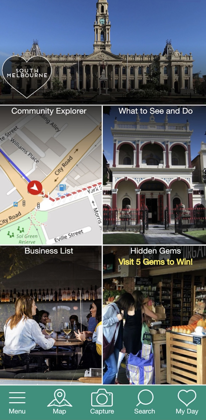 Screenshot from the Love South Melbourne app